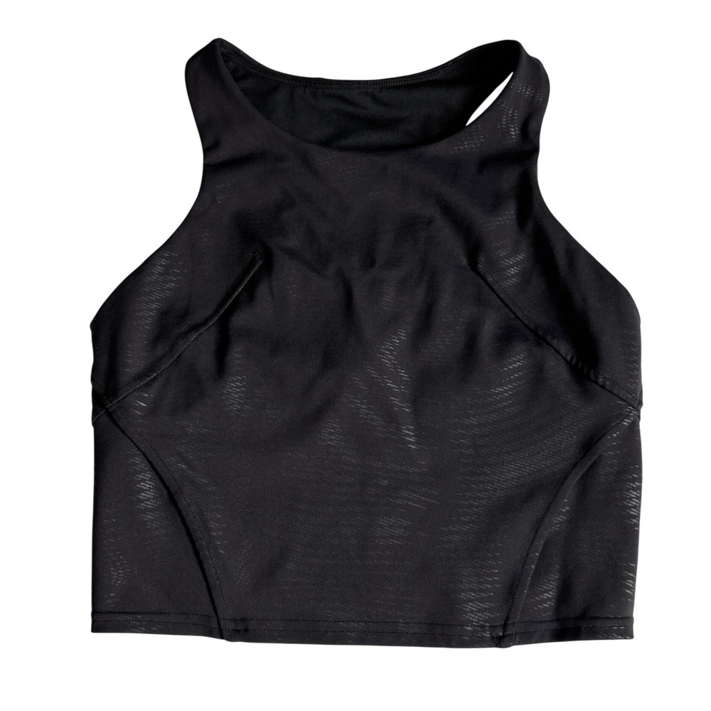 Lululemon Invigorate Training Tank Top Black Foil‎ High Neck Cropped Womens 4